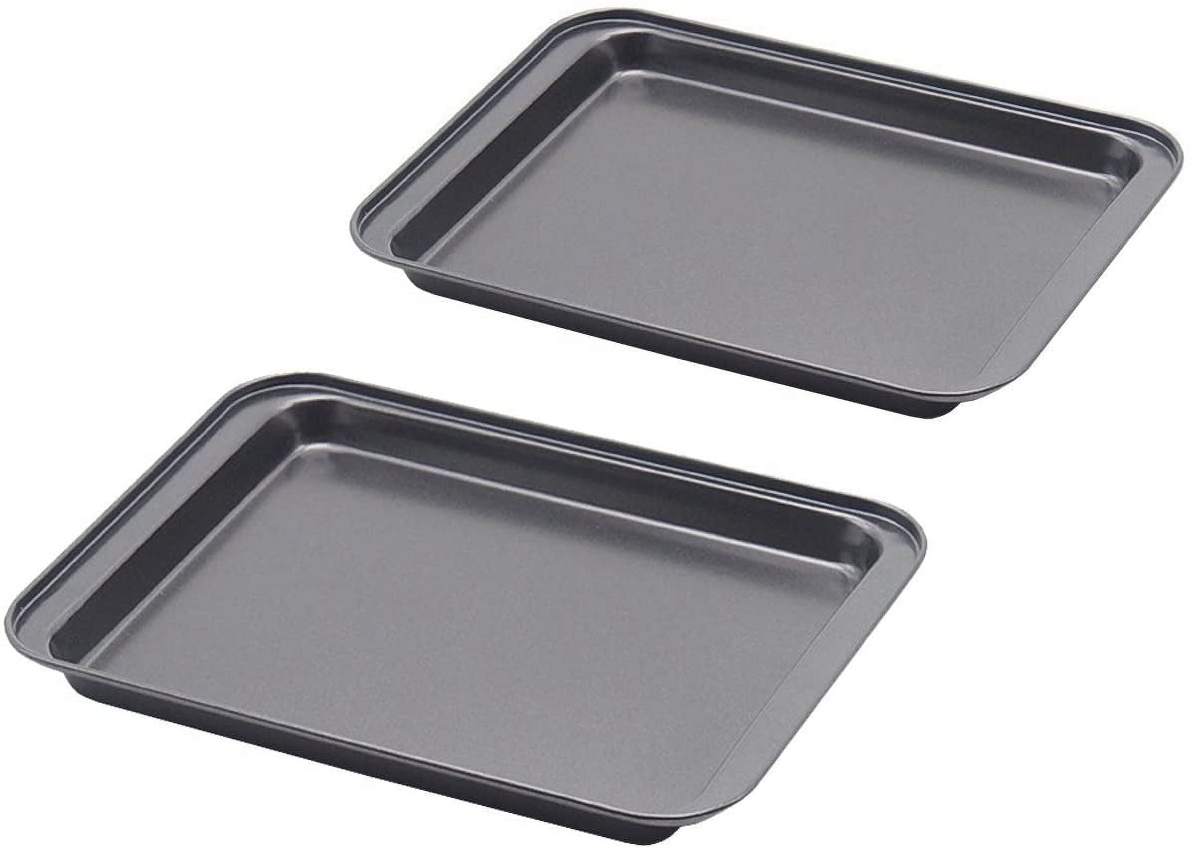 Little Small Baking Sheets Nonstick Set of 2 (9.5inch X 7.1inch) - 8 Inch Nonstick Baking Toaster Oven Tray Cookie Sheets, 1 or 2 Person Household