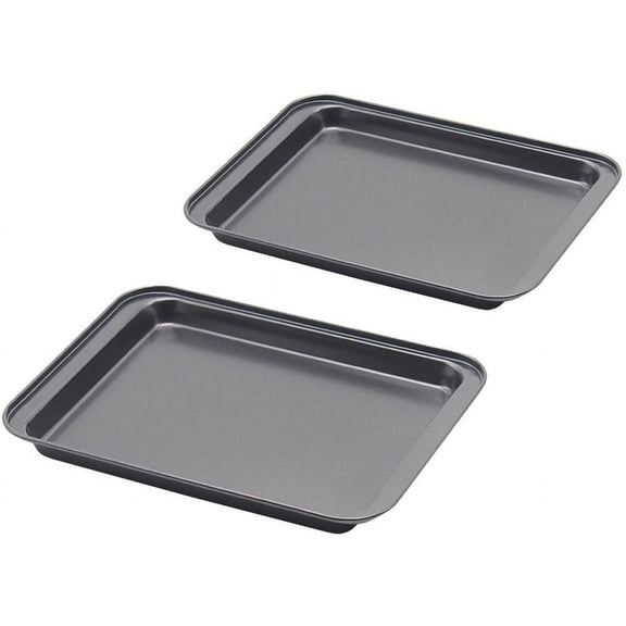 Little Small Baking Sheets Nonstick Set of 2 (9.5inch X 7.1inch) - 8 Inch Nonstick Baking Toaster Oven Tray Cookie Sheets, 1 or 2 Person Household