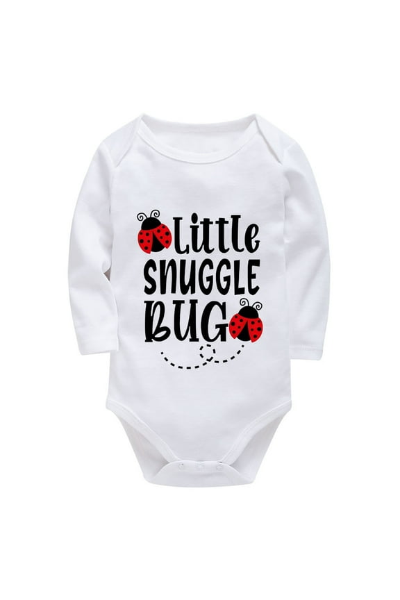 Little Snuggle Bug Coming Home from Hospital Outfit Girl Long Sleeve Baby Girl Newborn Clothes White Baby Onesie 9-12 Months