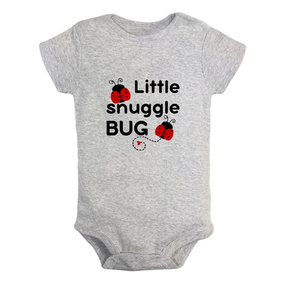 Little Snuggle Bug Funny Rompers For Babies, Newborn Baby Unisex Bodysuits, Infant Jumpsuits, Toddler 0-12 Months Kids One-Piece Oufits (Gray, 6-12 Months)