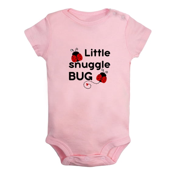 Little Snuggle Bug Funny Rompers For Babies, Newborn Baby Unisex Bodysuits, Infant Jumpsuits, Toddler 0-12 Months Kids One-Piece Oufits (Pink, 12-18 Months)