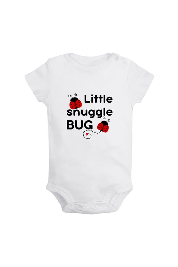 Little Snuggle Bug Funny Rompers For Babies, Newborn Baby Unisex Bodysuits, Infant Jumpsuits, Toddler 0-12 Months Kids One-Piece Oufits (White, 6-12 Months)