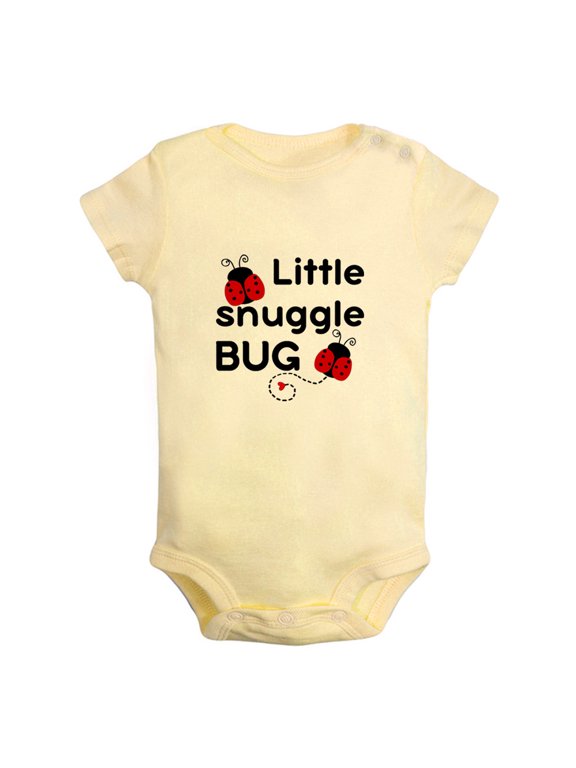 Little Snuggle Bug Funny Rompers For Babies, Newborn Baby Unisex Bodysuits, Infant Jumpsuits, Toddler 0-12 Months Kids One-Piece Oufits (Yellow, 0-6 Months)