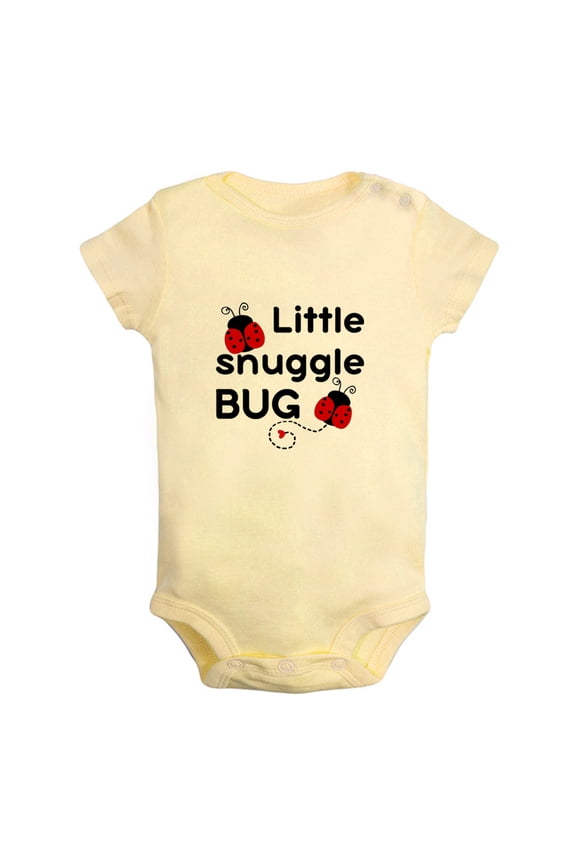 Little Snuggle Bug Funny Rompers For Babies, Newborn Baby Unisex Bodysuits, Infant Jumpsuits, Toddler 0-12 Months Kids One-Piece Oufits (Yellow, 18-24 Months)
