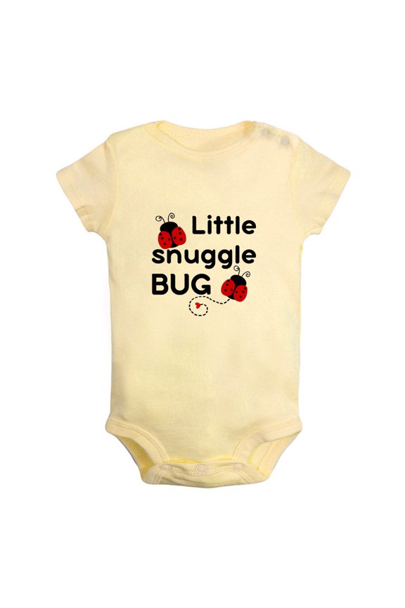 Little Snuggle Bug Funny Rompers For Babies, Newborn Baby Unisex Bodysuits, Infant Jumpsuits, Toddler 0-12 Months Kids One-Piece Oufits (Yellow, 6-12 Months)