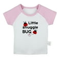 thumbnail image 1 of Little Snuggle Bug Funny T shirt For Baby, Newborn Babies T-shirts, Infant Tops, 0-24M Kids Graphic Tees Clothing (Short Pink Raglan T-shirt, 12-18 Months), 1 of 4
