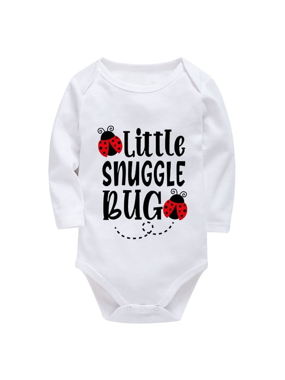 Little Snuggle Bug Going Home Hospital Outfit for Baby Long Sleeve Baby Bodysuit Boy White Baby Onesie 0-3 Months Gender Neu