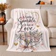 thumbnail image 1 of A Little Sparkle A Lot of Love Bouquet, Romantic Floral Style for Romance Lovers, Gold Heart Flower Pattern and Valentine's Day Gift, Cozy Flannel Blanket for Bedroom and Guest Room, Home Decor, 1 of 9