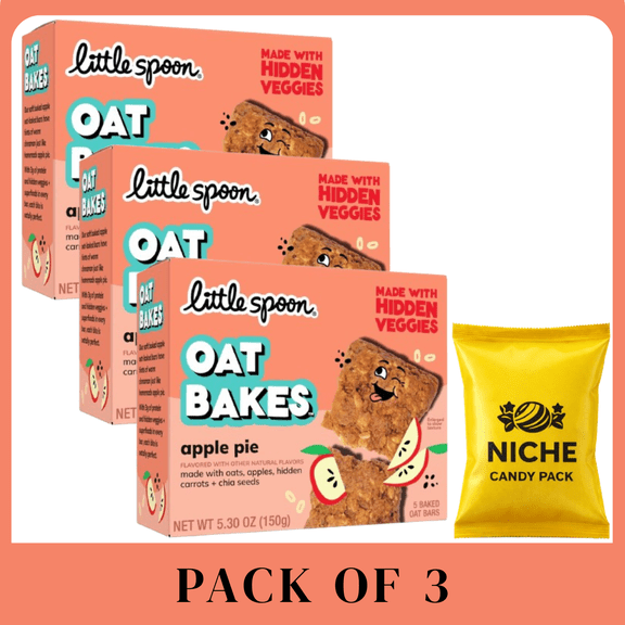 Little Spoon Apple Pie Baked Oat Snack Bars Soft Baked Kids Snacks (5.3oz, 5ct) 3 Pack