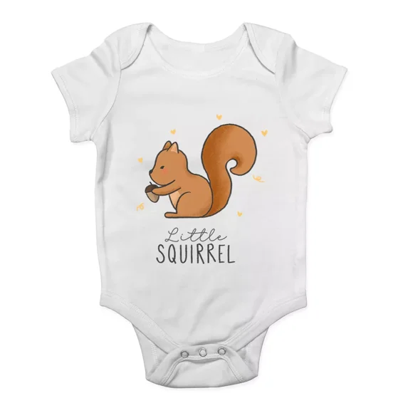 Little Squirrel Baby Grow Vest Nutty Agile Bushy Bodysuit Boys Girls Gift Cute Baby Onesie, BABY BODYSUIT LAT 4424