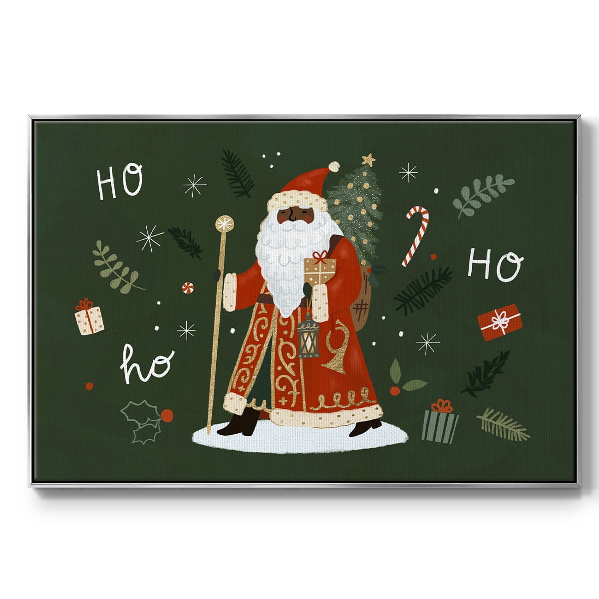 Little St. Nick Collection A - Framed Gallery Wrapped Holiday Canvas - 25 x 37 - Silver Frame
