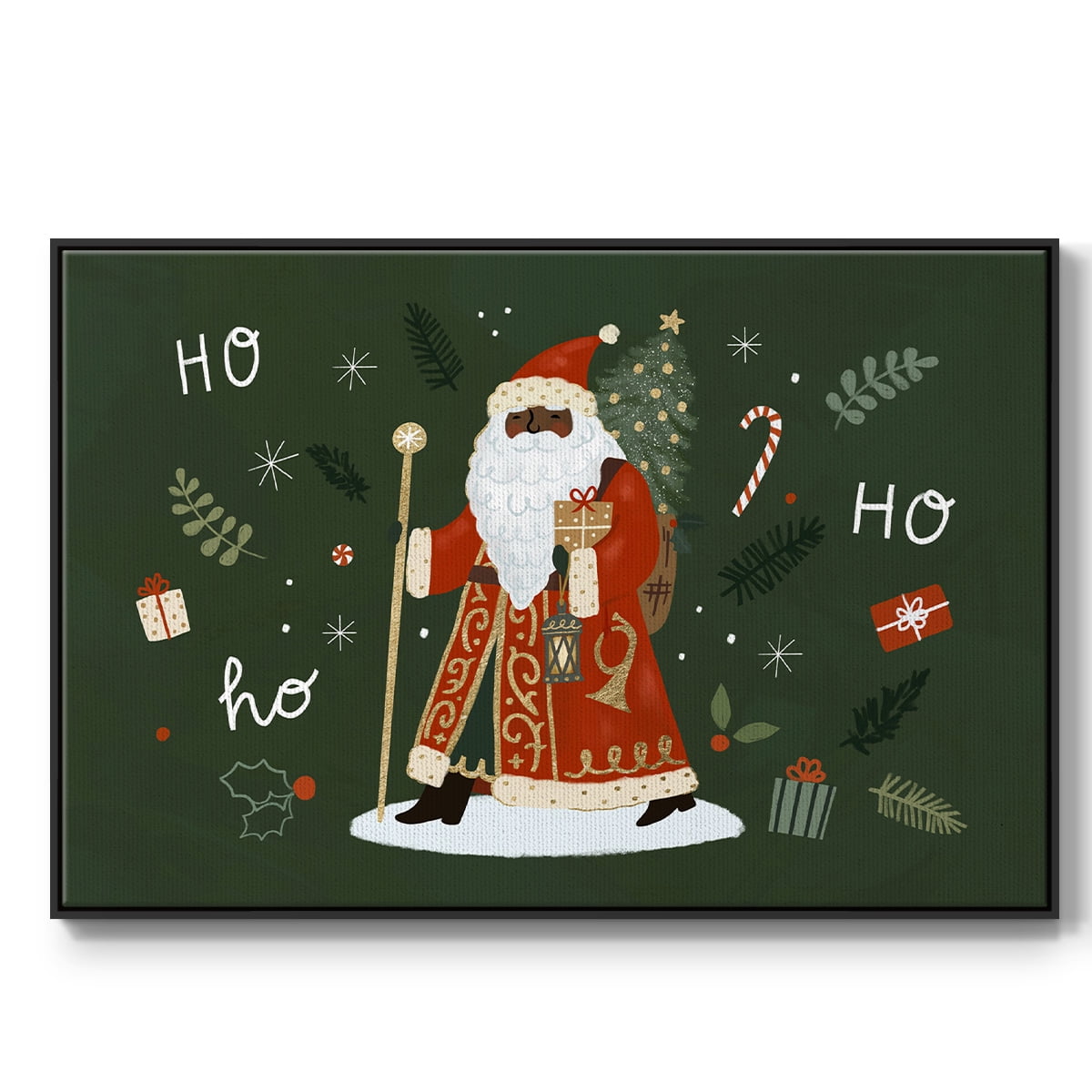 Little St. Nick Collection A - Framed Gallery Wrapped Holiday Canvas - 27 x 41 - Black Frame
