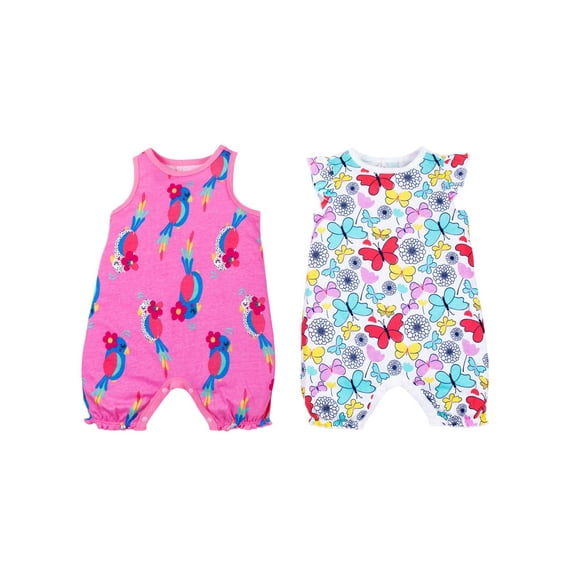 Little Star 100% Organic Cotton 2 Pack Baby Girl Rompers