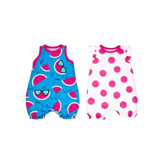 Little Star 100% Organic Cotton 2 Pack Baby Girl Rompers
