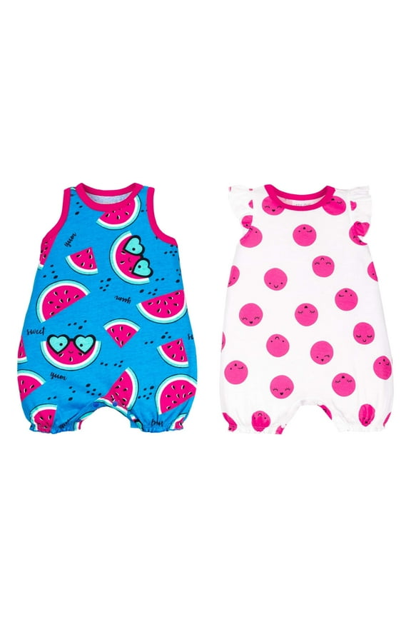 Little Star 100% Organic Cotton 2 Pack Baby Girl Rompers
