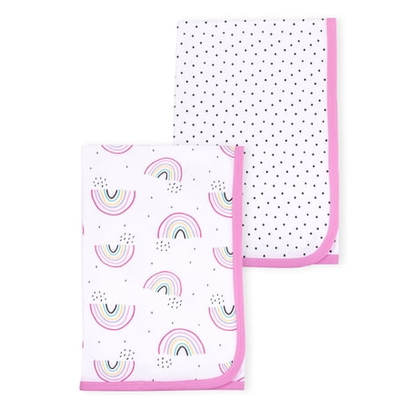 Little Star 100% Organic Cotton 2 Pack Girls Receiving Blanket