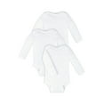 thumbnail image 1 of Little Star 100% Organic Cotton 3 Pack White Bodysuit Long Sleeve Mit Cuff, 1 of 8