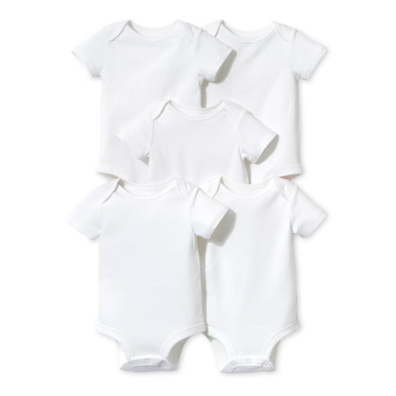 Little Star 100% Organic Cotton 5 Pack White Bodysuit Short Sleeve