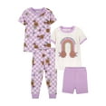 thumbnail image 1 of Little Star 100% Organic Cotton 4-Piece Toddler Girl Snug Fit Pajamas, 1 of 12