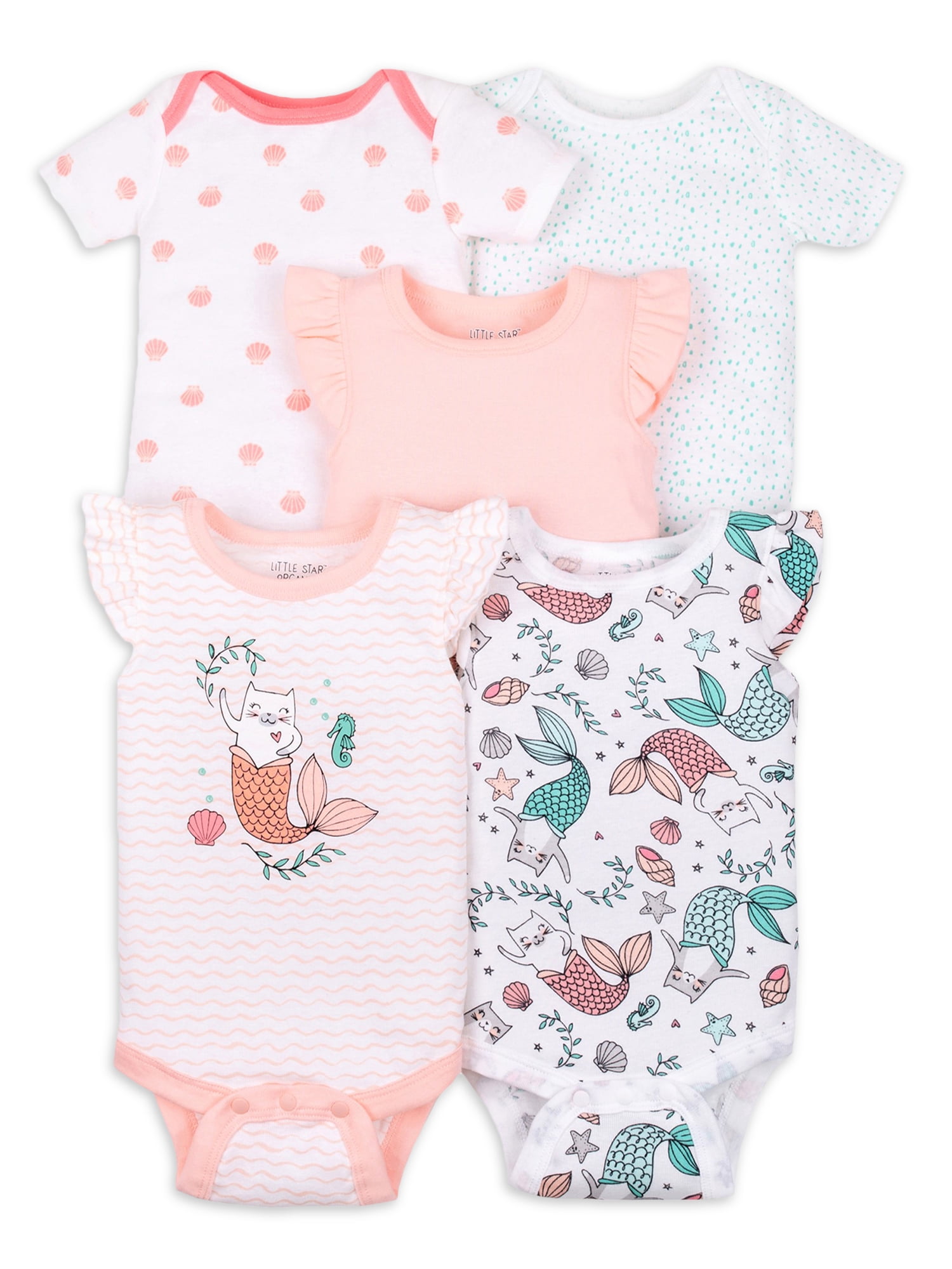 Newborn 5-Piece Baby Girl Bodysuit Set – Little Sister (Newborn – 9 M) main image 0