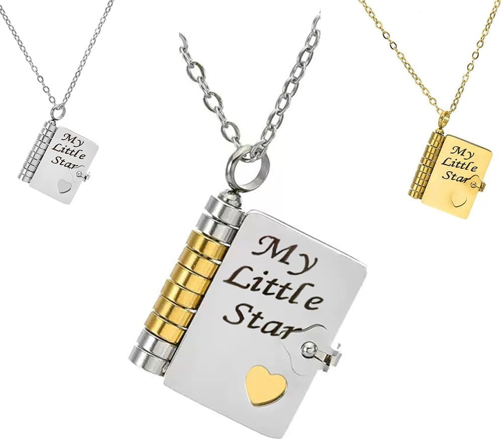GUGCHJH My Little Star Book Necklace, 6 Pages of Messages A