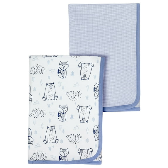 Little Star Organic 100% Pure Organic Cotton Boys Receiving Blanket, 2 Pk, Wild at Heart