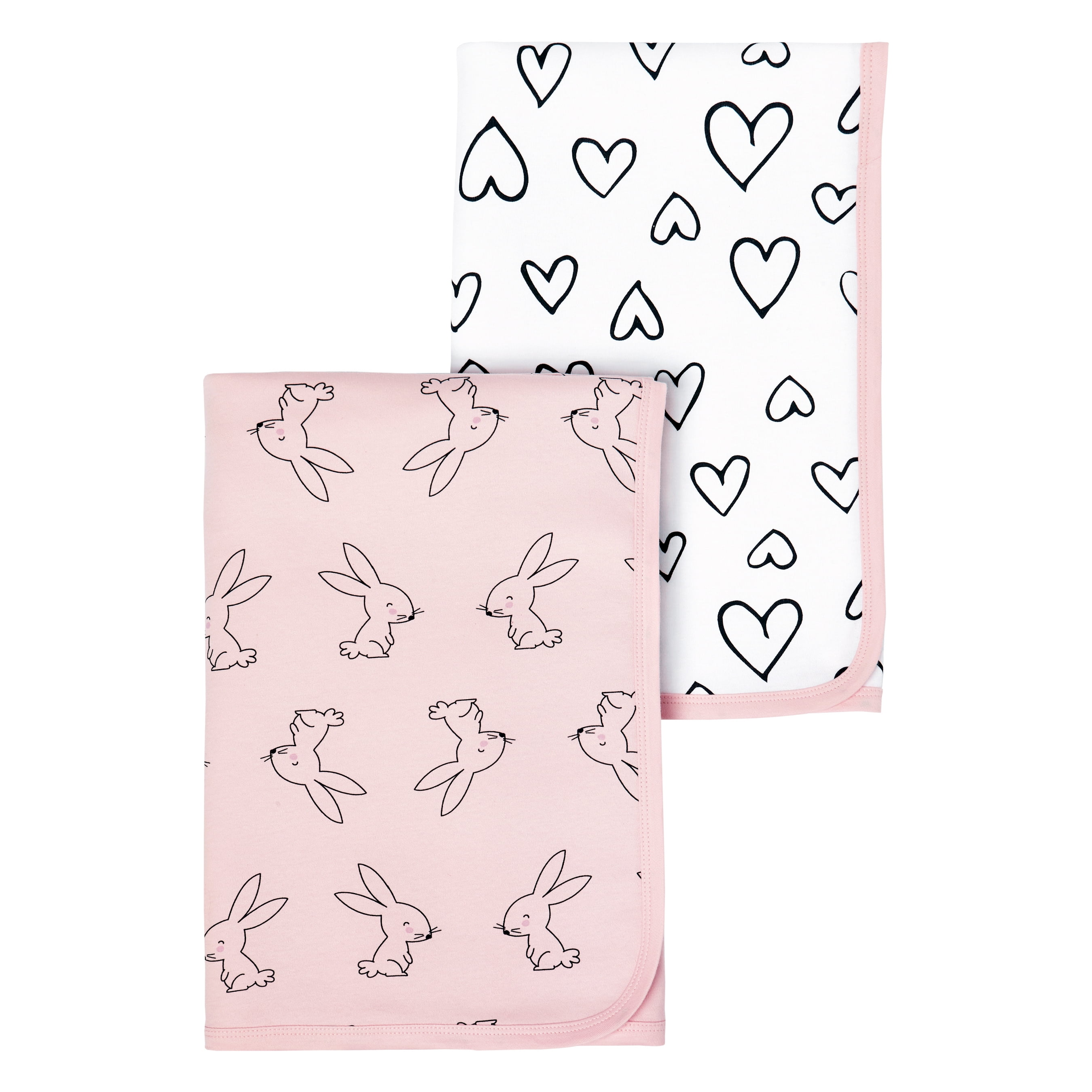 Little Star Organic 100% Pure Organic Cotton Girls Receiving Blanket, 2 Pk, Modern Blush
