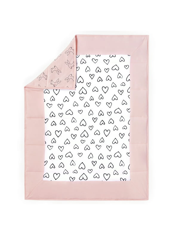 Little Star Organic 100% Pure Organic Cotton Reversible Quilt, Pink-Modern Blush