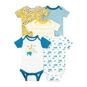 Little Star Organic Baby 5Pk Short Sleeve Bodysuits, Size Newborn-24M