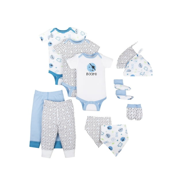 Little Star Organic Baby Boy 11Pc Mix & Match Set, Size Newborn-9 Months