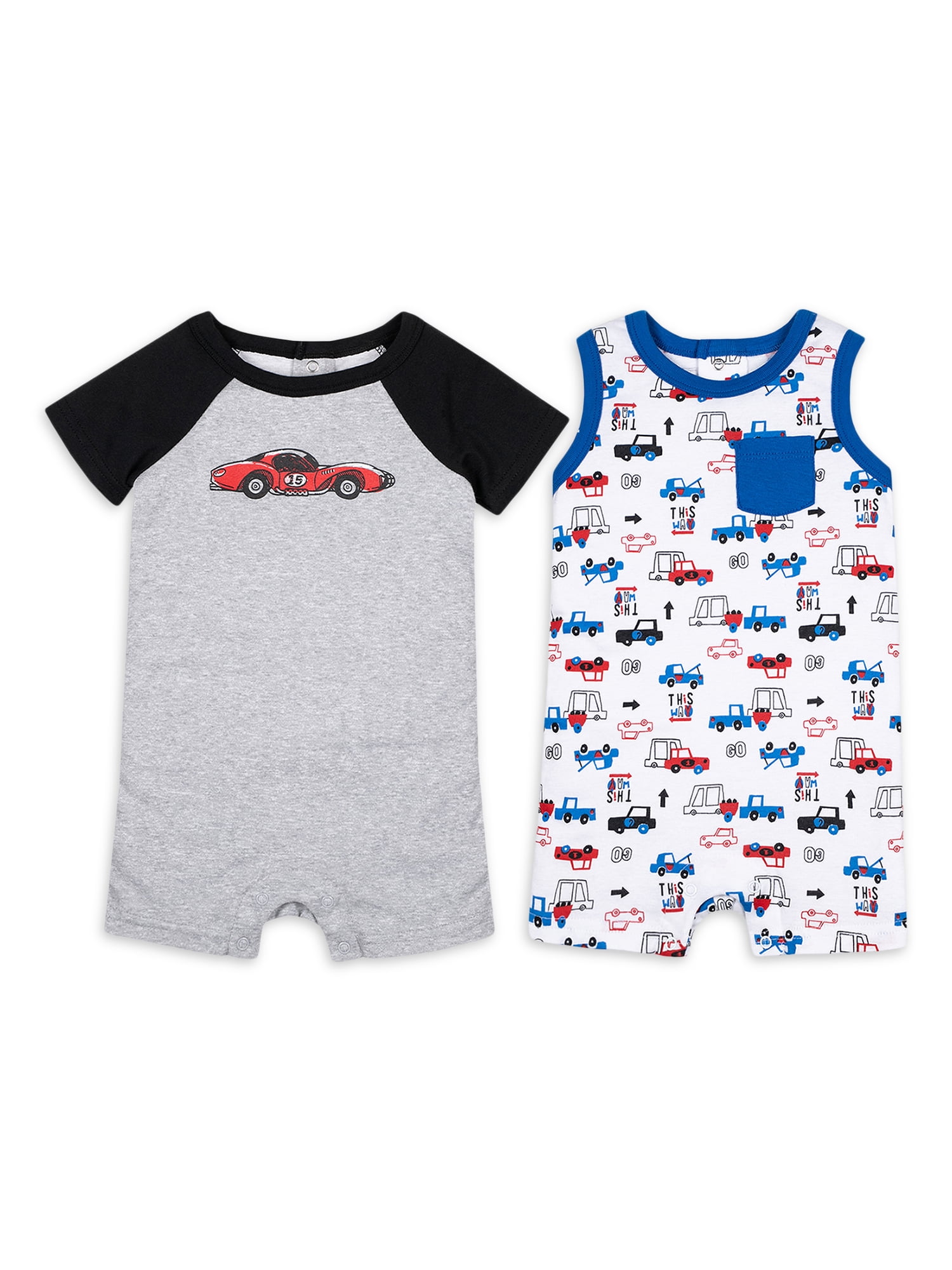 Little Star Organic Baby Boy 2 Pk Rompers, Size Newborn - 24 Months
