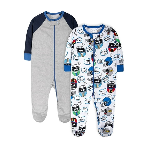 Little Star 100% Organic Cotton 2-Pack Baby Boy Sleep 'N Play