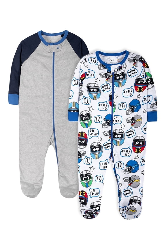 Little Star 100% Organic Cotton 2-Pack Baby Boy Sleep 'N Play