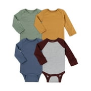 Little Star Organic Baby Boy 4 Pk Long Sleeve Bodysuit, Size Newborn - 24 Months