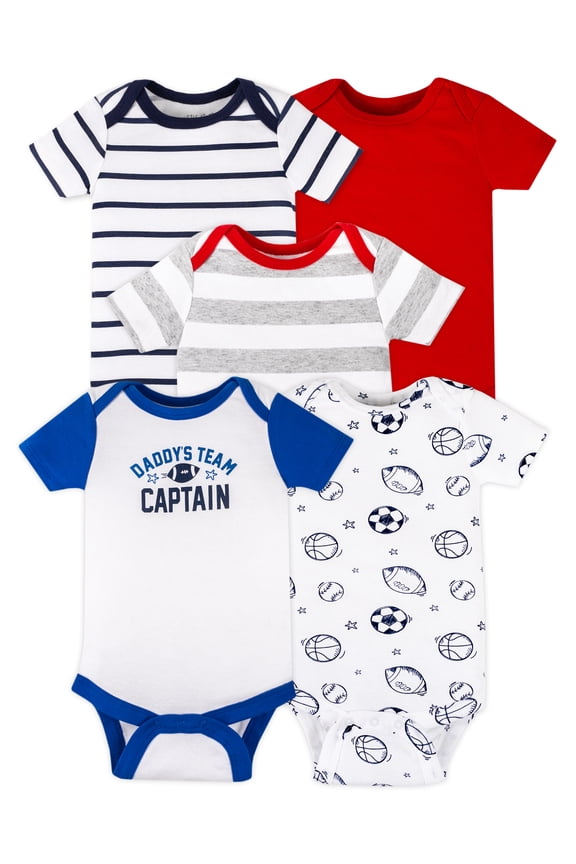 Baby Boy 5 Pk Short Sleeve Bodysuits, Size Newborn-24 Months