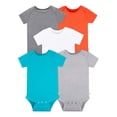 thumbnail image 1 of Little Star Organic Baby Boy 5 Pk Short Sleeve Bodysuits, Size Newborn-24 Months, 1 of 6