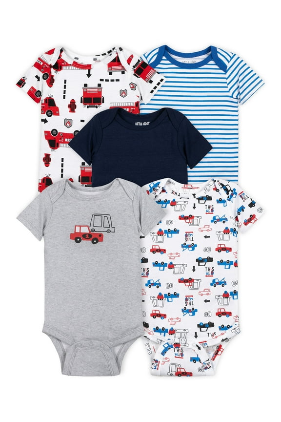 Baby Boy 5Pk Short Sleeve Bodysuits, Size Newborn - 24 Months