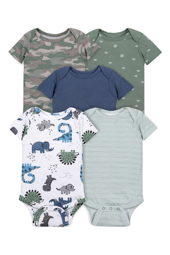 Baby Boy 5Pk Short Sleeve Bodysuits, Size Newborn - 24 Months