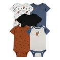 Little Star Organic Baby Boy 5Pk Short Sleeve Bodysuits, Size Newborn
