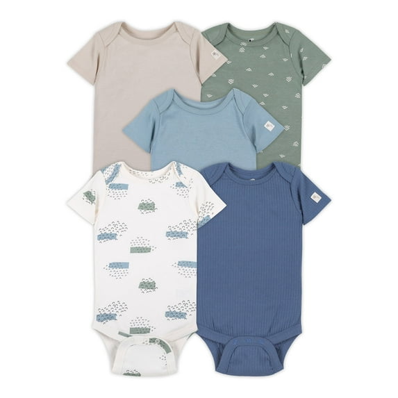 Little Star 100% Organic Cotton 5 Pack Baby Boy Bodysuit