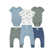 LITTLE STAR ORGANIC Little Star 100% Organic Cotton 6 Piece Baby Boy Outfit Set