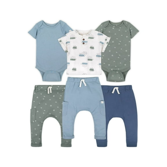 Little Star 100% Organic Cotton 6 Piece Baby Boy Outfit Set
