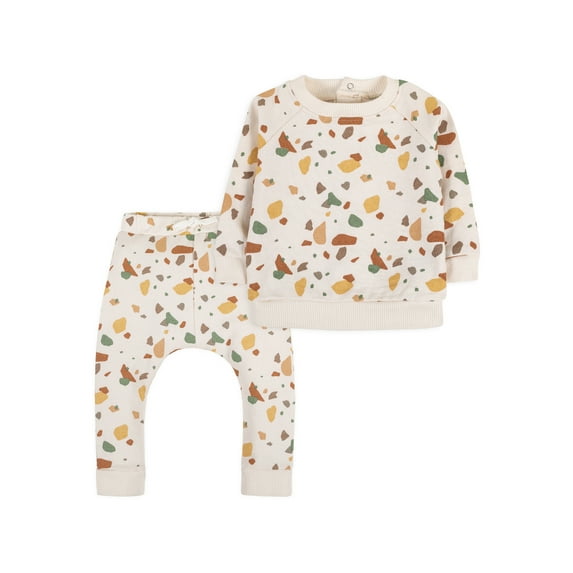 Little Star Organic Baby Boy Girl Unisex 2 Pc Sweatsuit Set, Size Newborn - 24 Months