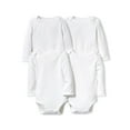 thumbnail image 1 of Little Star 100% Organic Cotton 4 Pack White Bodysuit Long Sleeve, 1 of 9