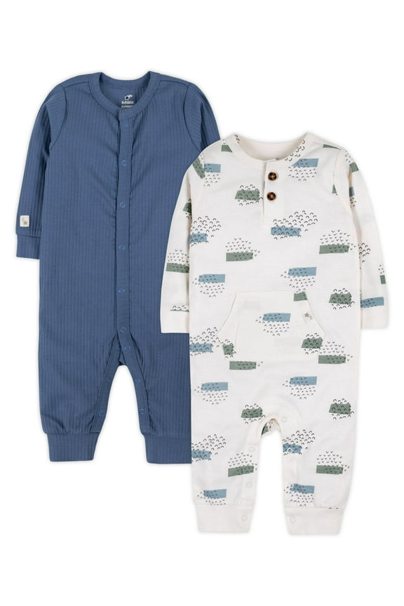 Little Star 100% Organic Cotton 2 Pack Baby Boys Sleep N Play