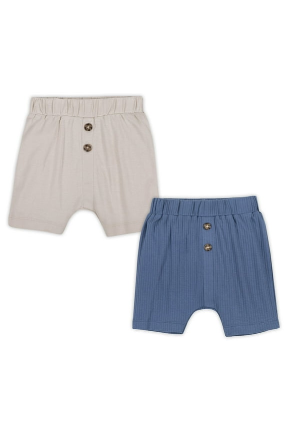 Little Star 100% Organic Cotton 2-Pack Baby Boy Knit Shorts