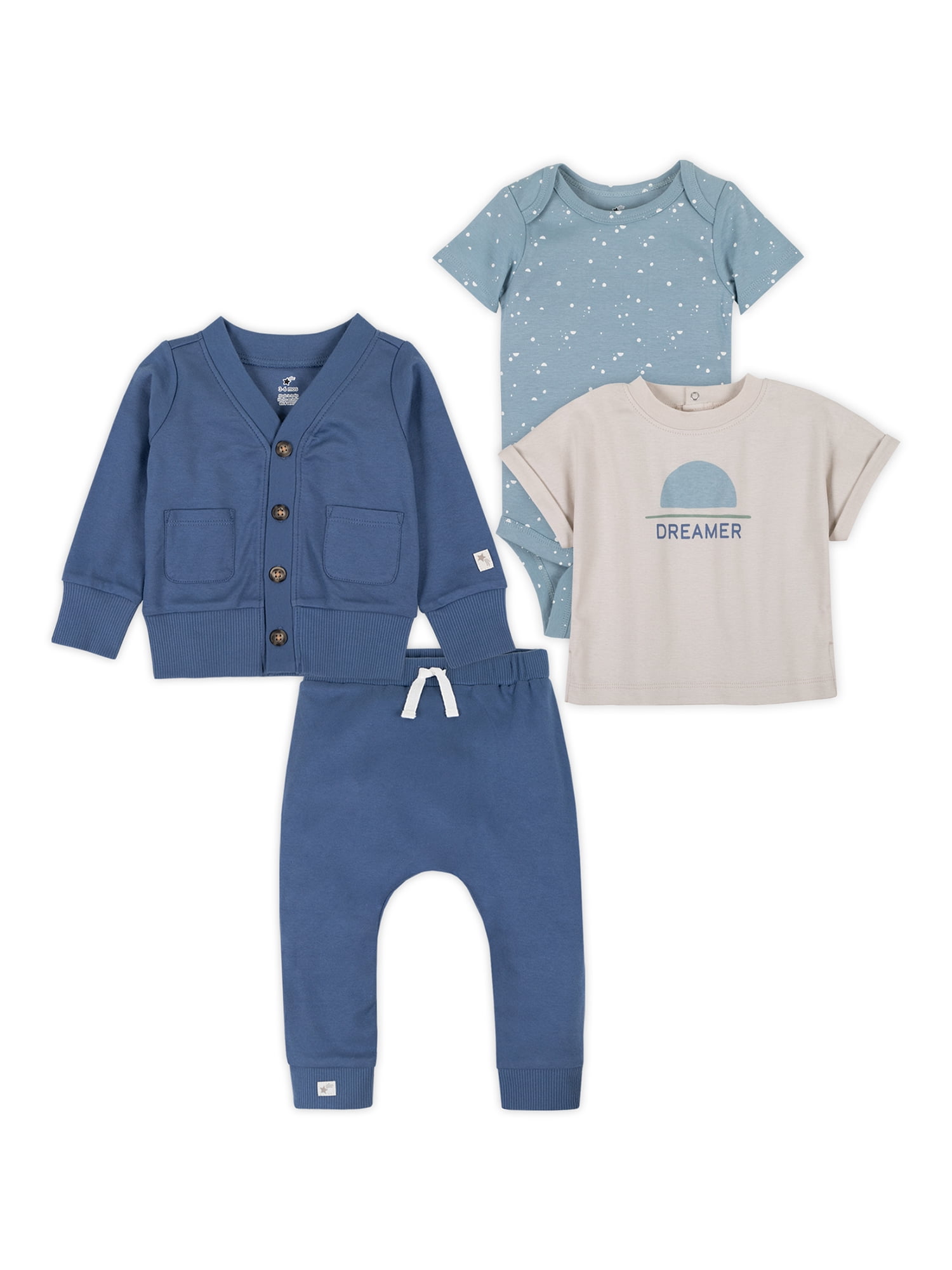 Little Star Organic Baby Boys 4Pc Mix and Match Gift Set, Size Newborn-24M