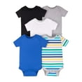 thumbnail image 1 of Little Star Organic Baby Boys Short Sleeve Pure Organic True Brights Bodysuits, 5-Pack, 1 of 7