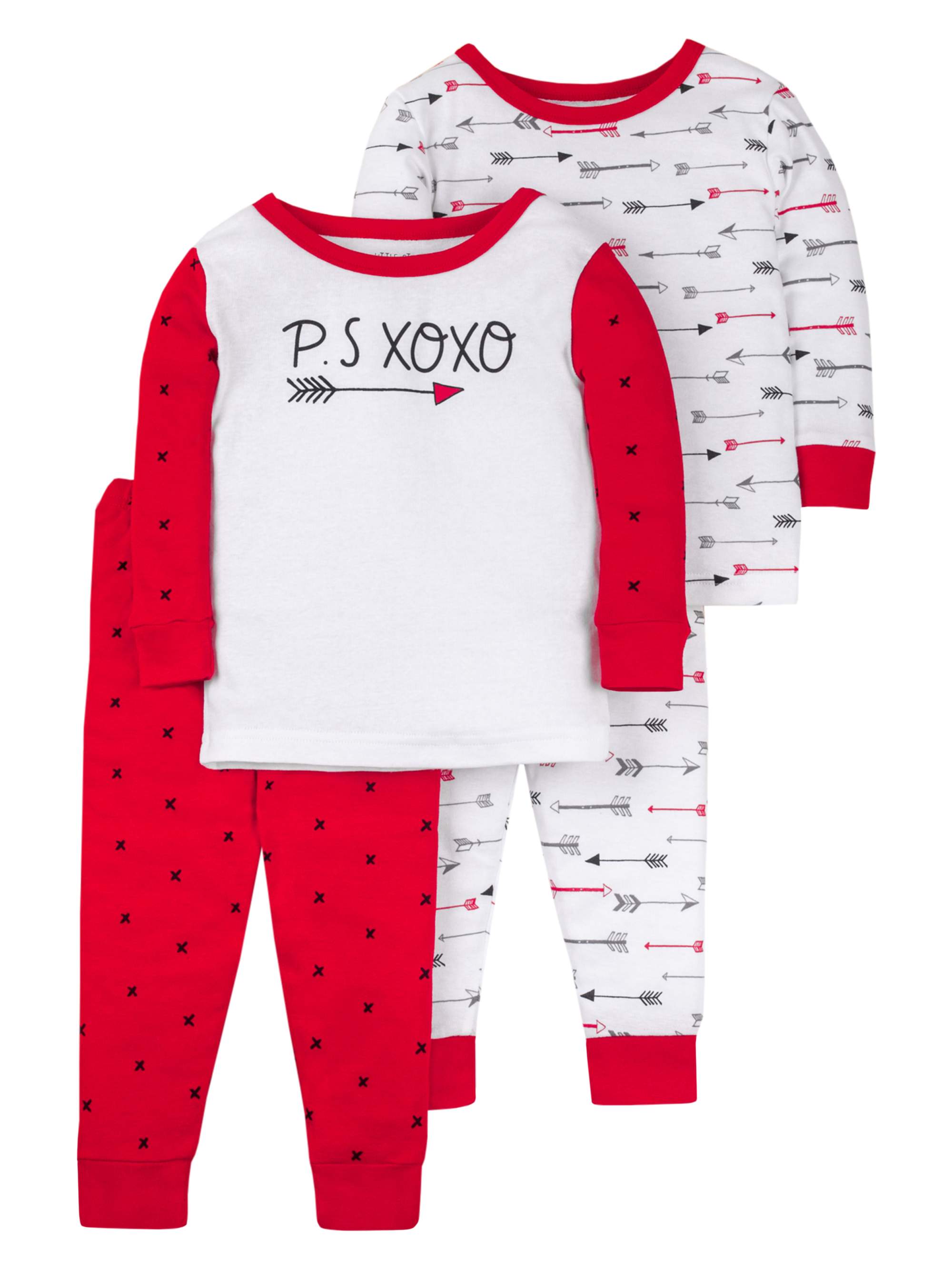 Little Star Organic Baby Boys & Toddler Boys Valentine's Day Snug Fit Cotton Pajamas, 4pc PJ Set (9M-5T) - image 1 of 3