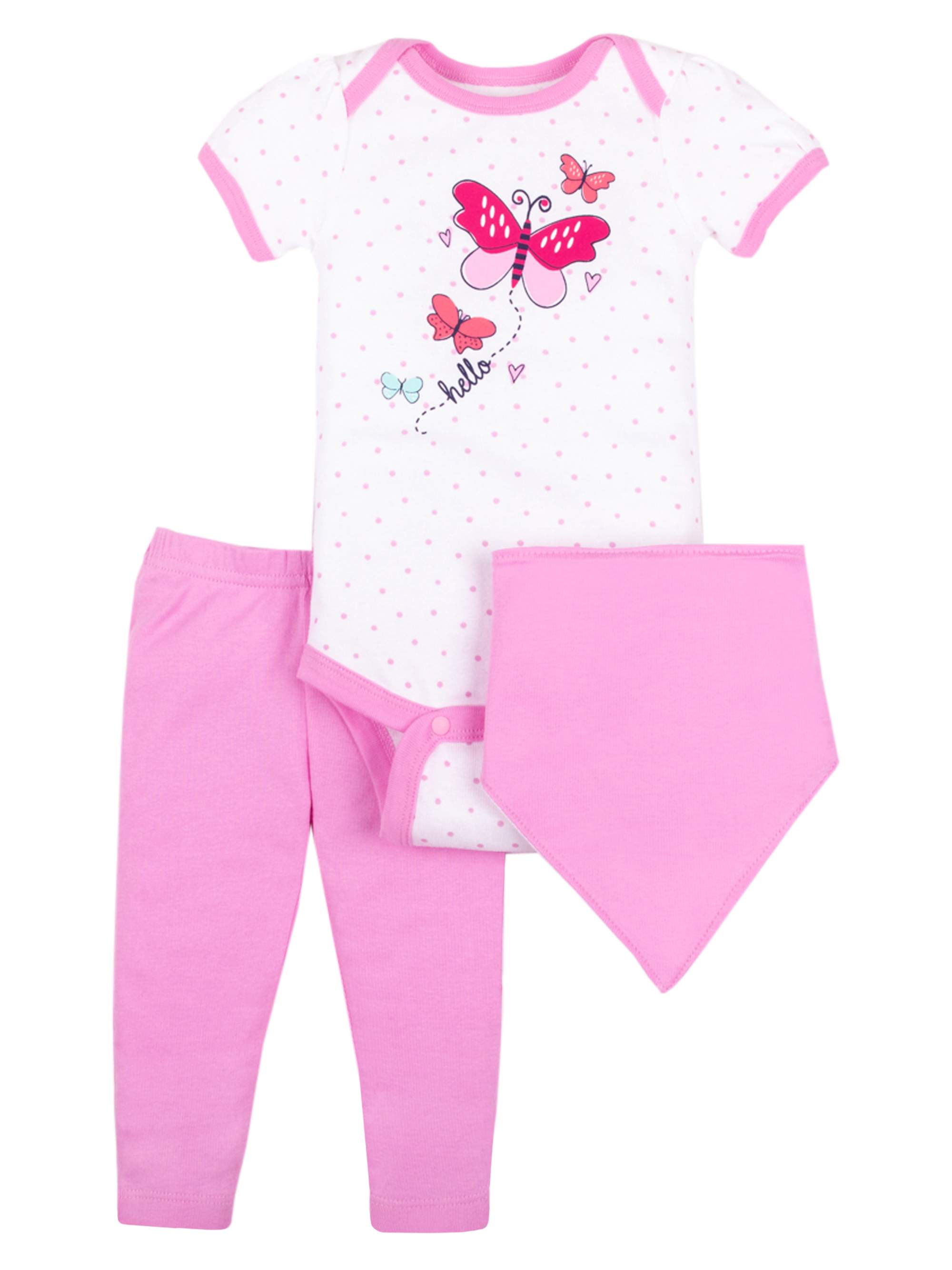 Little Star Organic Baby GIrl 3Pc Outfit Set, Size NB-24M - image 1 of 5